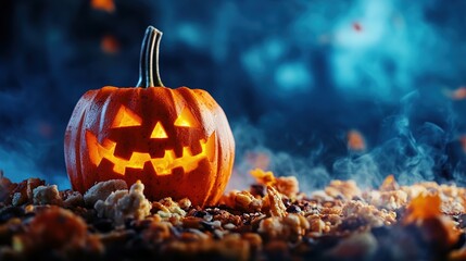 A promotional banner for a Halloween horror movie marathon event, featuring a lineup of classic and modern horror films, along with themed snacks.