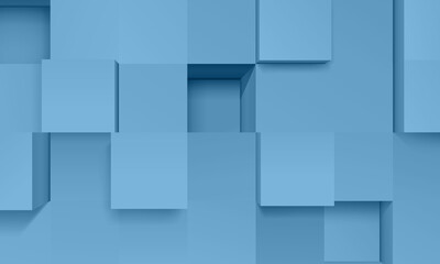 Soft blue cubes pattern. Abstract square mosaic. geometric shape texture surface box.