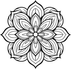 Mandala flower silhouette vector illustration in white background.