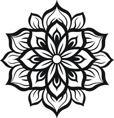 Mandala flower silhouette vector illustration in white background.