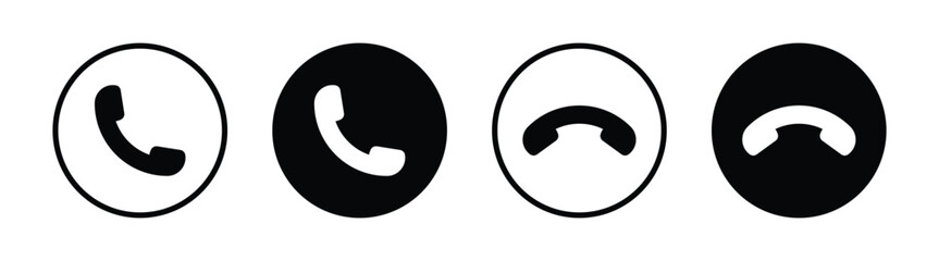 Vector Phone Call Icon Set. Answer And Decline Call Phone Button