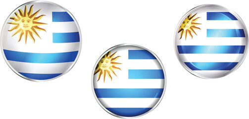 Fototapeta premium Round national flag pin of Uruguay.Circular vector flag of Uruguay