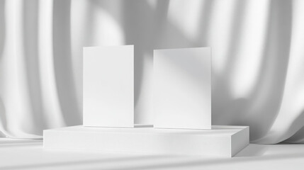 minimalistic white mockup for advertising in a studio setting