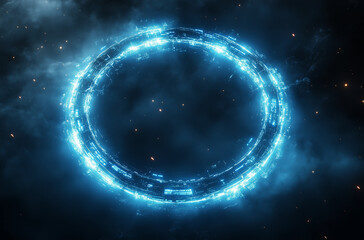 Fototapeta premium Circular Frame with Layered Transparent Rings: A Blueprint for Innovative Artistry