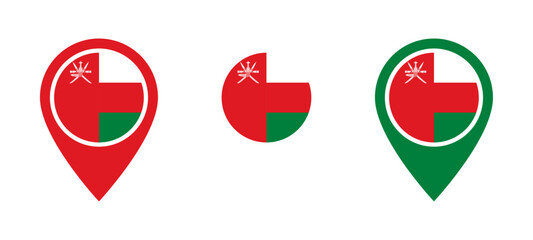 Oman flag location icon set
