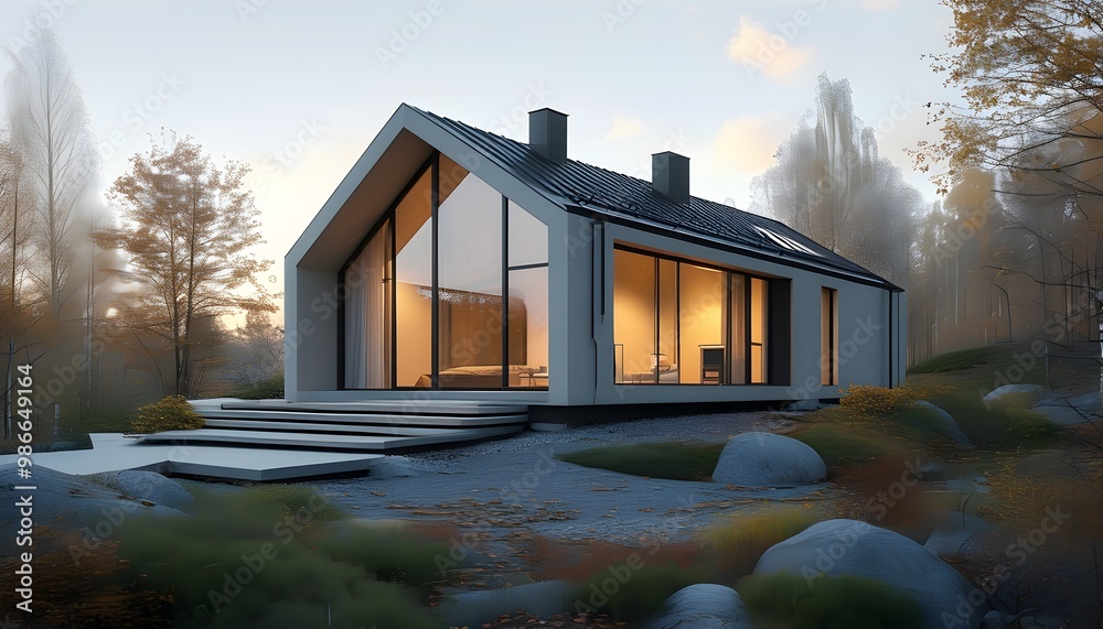 Wall mural sleek scandinavian-inspired house design showcasing minimalism and modern aesthetics