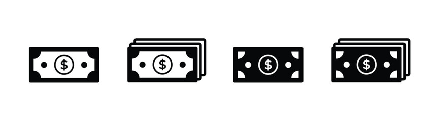 Vector Money Icon Set. Dollar Bills Icon Set