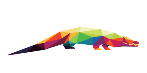Crocodile in colorful Polygonal low poly. Colorful  Crocodile Vector Icon. Crocodile low poly Logo