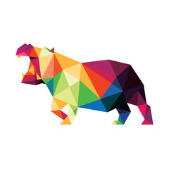 Hippopotamus in Colorful Polygonal Illustration Vector. Hippo in Colorful Abstract Triangle Vector. Illustration for Kids animal Coloring book