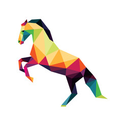 Obraz premium Horse in colorful Polygonal low poly. Colorful Horse Vector Icon. Horse colorful logo for kids book animal