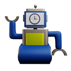 robot clock 3 D Illustration