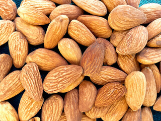 Fototapeta premium Top View of Almonds background