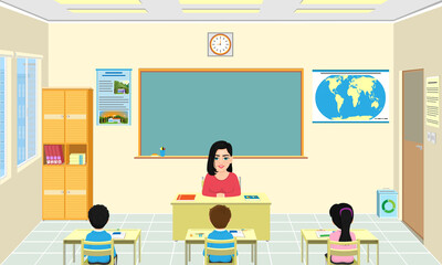 teacher and students teaching in classroom