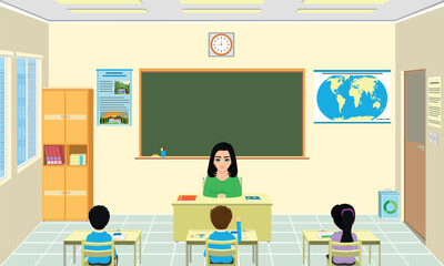 teacher and students teaching in classroom