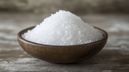 Salt Crystals in Wooden Bowl 