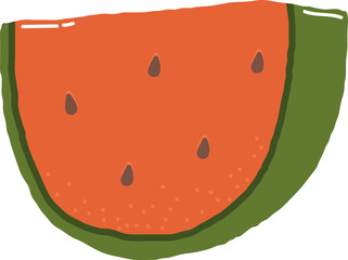 Handdrawn Piece Of Watermelon
