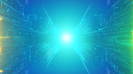 Fototapeta premium Abstract futuristic background with bright light and circuit board pattern.