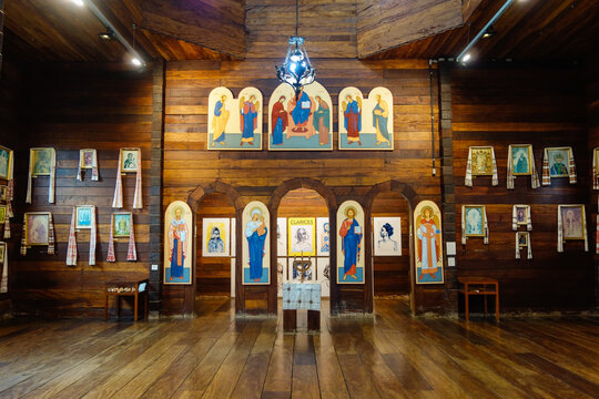 Curitiba, Brazil: the Ukrainian Memorial at Tingui park, interior view. 