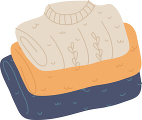 Handdrawn Winter Clothes Stack