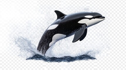 Obraz premium A black and white whale is leaping out of the water