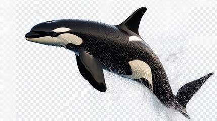 Obraz premium A black and white whale is leaping out of the water