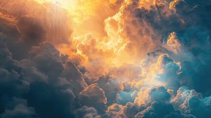 Strikingly formed clouds illuminated by sunlight