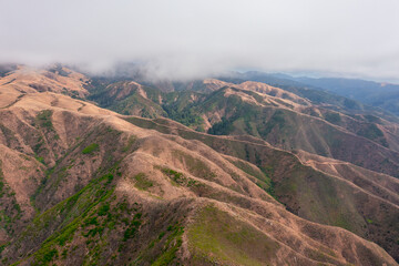 Highway 1 and Big Sur along the Pacific Ocean coast, beautiful landscape and aerial view, sunset, sunrise, fog. Concept, travel, vacation, weekend