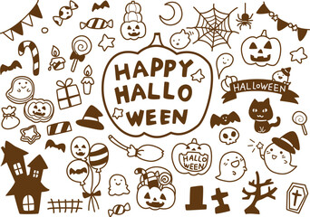 ハロウィン　手描きセット　線画