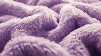 a meticulously styled close-up of a lavender fleece fabric, emphasizing its luxurious softness and fluffy texture, the carefully arranged fibers create an elegant, inviting atmosphere