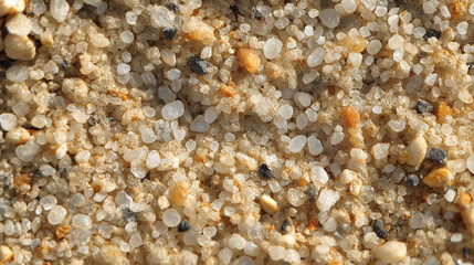 close-up of sand, with each individual grain clearly defined, creating a textured and organic feel, the granules vary in size and color, from soft beige tones to darker, earthier hues