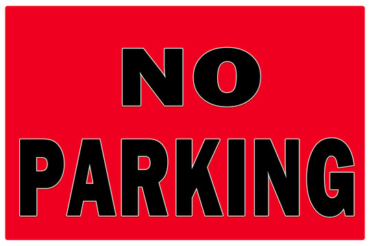 Illustration of No Parking sign in black with red background