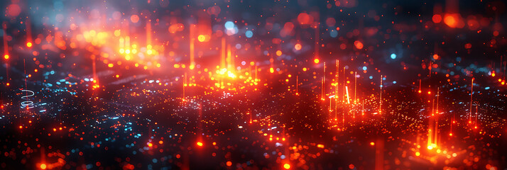 Fototapeta premium Abstract design of AI urban planning for smart cities where artificial intelligence analyzes demographic data and environmental factors to create sustainable urban landscapes