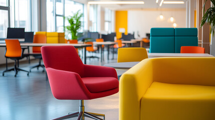 Obraz premium Interior design using colorful chairs