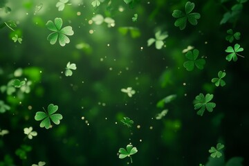 Festive patrick day animated background featuring falling shamrock leaf pattern design