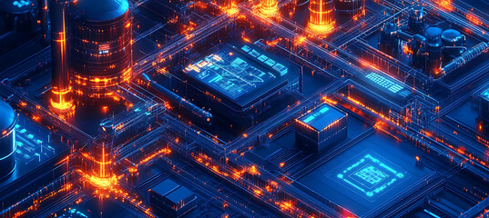 Fototapeta premium Ai carbon footprint reduction visualized in a detailed vector showing how artificial intelligence tracks emissions and supports businesses in achieving netzero goals
