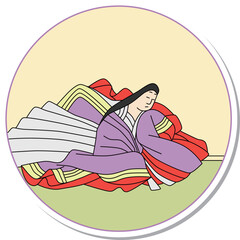 ステッカー風の円形百人一首　小式部内侍