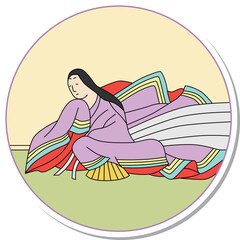 ステッカー風の円形百人一首　伊勢大輔