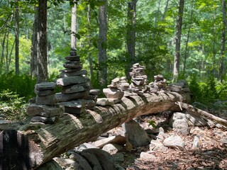 stone pyramids in the forest 