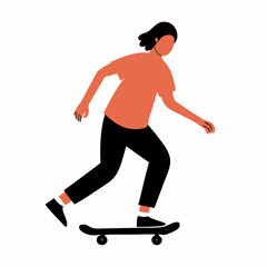Obraz premium Young person skateboarding in vibrant outfit with energetic pose in modern flat design style