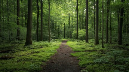 Fototapeta premium A Path Through a Dense Green Forest