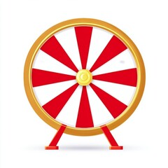 Illustration of a red and white wheel of fortune in a flat, cartoonish vector style with high resolution, vibrant colors, and sharp details on a white background.
