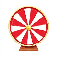 Illustration of a red and white wheel of fortune in a flat, cartoonish vector style with high resolution, vibrant colors, and sharp details on a white background.