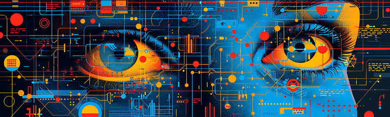 Fototapeta premium Ai customer service automation visualized in a collage where artificial intelligence automates routine inquiries ensuring timely and accurate support