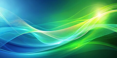 Fototapeta premium Rich emerald fades to misty teal, with swirling curves that evoke a sense of movement, as if digital