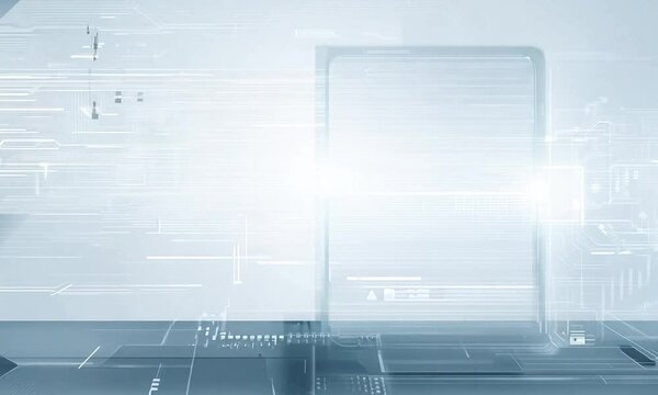 White and gray technology background with futuristic holographic