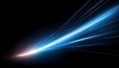 Abstract blue light streaks radiating from a bright, glowing center on a black background.
