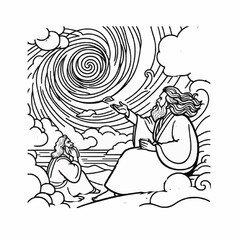 Yahweh speaking to Job from the whirlwind.