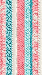 Colorful woven textile pattern, white isolate background