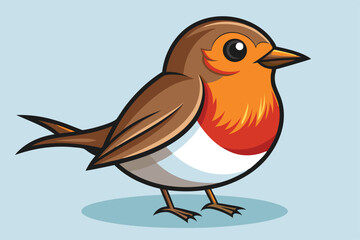 This colorful cartoon robin bird is designed to be customized for various creative projects, Customizable cartoon illustration of a robin bird.