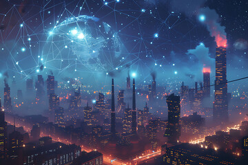 Obraz premium Ai pollution control where artificial intelligence detects pollutants in realtime predicts pollution events and guides regulatory enforcement to protect public health and the environment